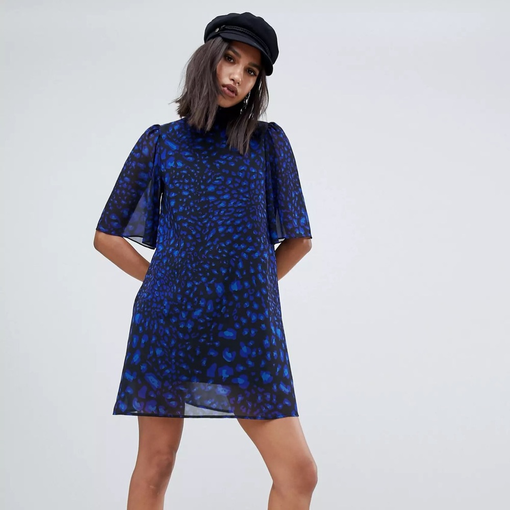Na-kd Leopard Print Dress in Colbalt Blue